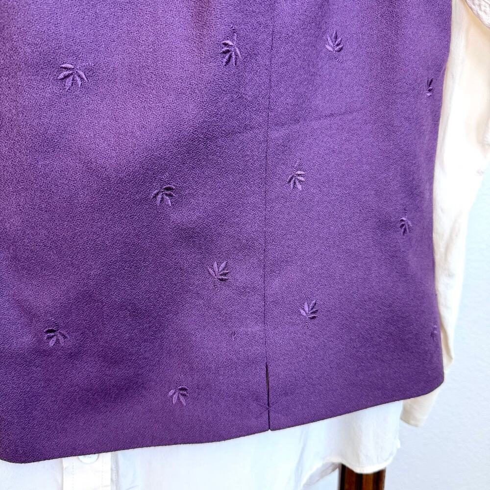 Vintage Amanda Smith 100% Wool Purple Shell Top Embroidered Leaf Sweater Vest 14 - Picture 4 of 6